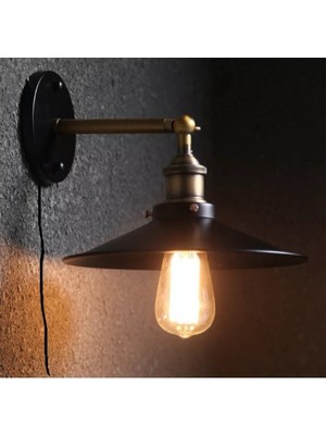 Vinage Kablolu Anahtarlı Fişil Yatak Başı Duvar Aplik Gece Lambası Okuma Lambası