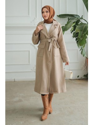 Kapak Detaylı Kaşe Kaban Vizon