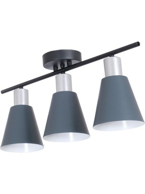 Teknotrust Serin Modern Tasarım Yatak Odası - Salon - Mutfak - Cafe Antrasit Renk 3 Lü Avize