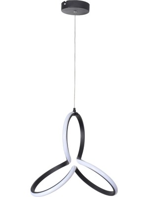 Açelya Modern Tasarım Yatak Odası - Salon - Mutfak Siyah Renk Beyaz Ledli Tekli LED Avize