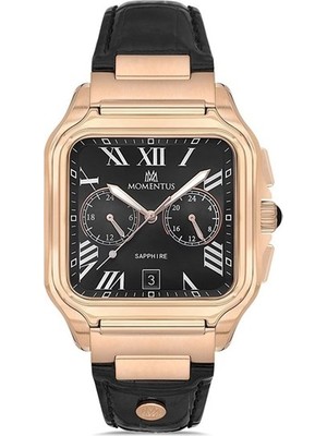 Momentus TM348R-04BR Quartz Deri Siyah Safir Cam 40 mm Multifunction Erkek Kol Saati