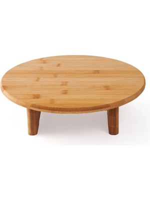 Mien Bambu Ayaklı Yuvarlak Kesme Tahtası - Bej - 29,5X31,5 cm 1 Adet