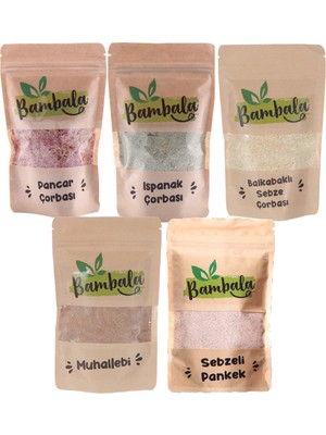 Bambala 5'li Çorba Paketi (Pancar, Ispanak, Balkabaklı Sebze Çorbası, Muhallebi, Sebzeli Pankek) 625 gr 0-6 Ay