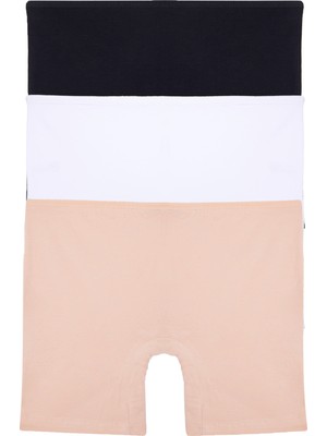 Kadın Paçalı Külot Pamuklu Şort Boxer 3 Lü Paket Mıxcolor