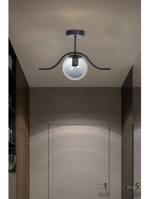 Meta Salon - Mutfak - Yatak Odası - Hol - Siyah Renk Füme Camlı Tekli Avize