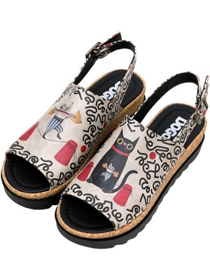 Kadın Vegan Deri Çok Renkli Kalın Taban Sandalet - Cat And Mouse Tasarım