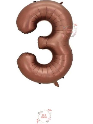 3 Yaş Kahverengi Rakam Folyo Balon
