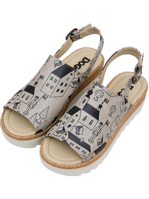 Dogo Kadın Vegan Deri Çok Renkli Kalın Taban Sandalet - Toy Houses Tasarım
