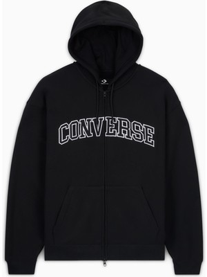 Converse Classic Erkek Fermuarlı Siyah Hoodie