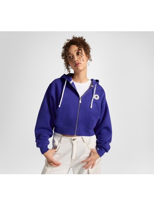Converse Classic Kadın Mavi Fermuarlı Hoodie