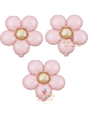 3 Adet Retro Pembe Renk Papatya Folyo Balon