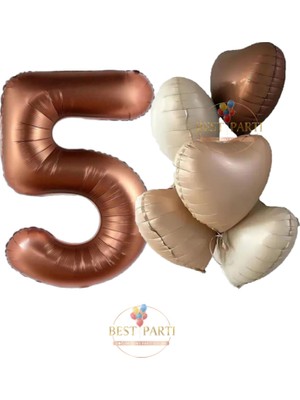 Kahverengi Renk Rakam ve 5'li Papatya Folyo Balon Seti Yaş 5