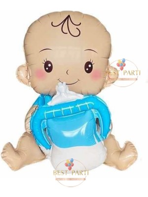 Biberonlu Erkek Bebek Mavi Renk Cinsiyet Belirleme Folyo Balon