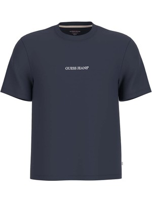 Erkek Guess Jeans Cn Slim Logo T-Shirt - Lacivert