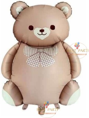 Best Parti Best Retro Karamel Renk Papyonlu Ayı Folyo Balon