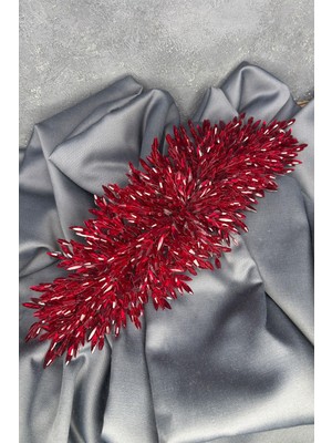 Bordo Eva Yoğun Boncuk İşlemeli Gelin Kına Tacı – Zarif ve Canlı Kına Aksesuarı