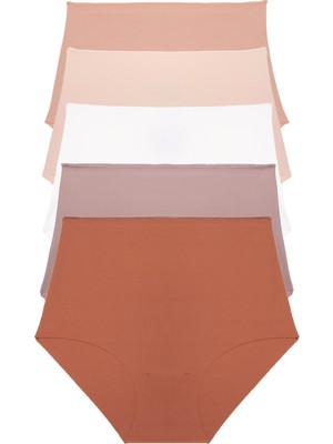 Kadın Külot Ekstra Yüksek Bel Lazer Kesim Esnek Iz Yapmayan 5 Li Paket Polyester Tarçın