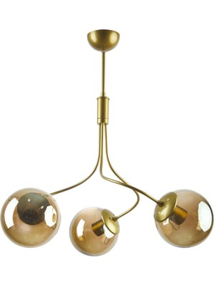 Teknotrust Napoli Modern Özel Tasarım Eskitme Renk Füme Camlı Salon - Mutfak - Yatak Odası 3 Lü Avize