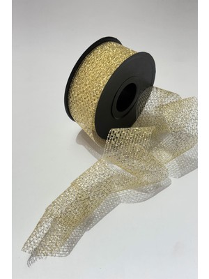 Simli Gold Şerit Kurdele Bohça Süsleme 4 cm 20 Metre