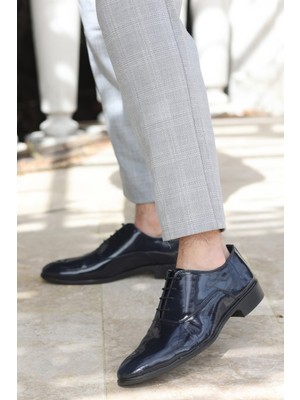 Tomiross Erkek Lacivert Rugan Günlük ve Damatlık Klasik Ayakkabı N-569