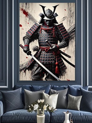 Samuray ve Kılıç Dekoratif Kanvas - Mdf Ahşap Tablo