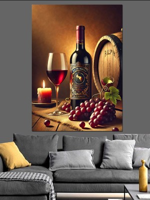 Şarap ve Zarif Sofra Dekoratif Kanvas - Mdf Ahşap Tablo
