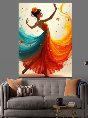 Dans Eden Kadın Dekoratif Kanvas - Mdf Ahşap Tablo