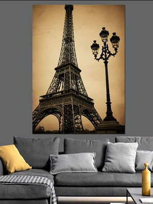 Eyfel Kulesi ve Zarif Siluet Dekoratif Kanvas - Mdf Ahşap Tablo