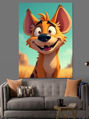 Neşeli Çizgi Film Sırtlan Dekoratif Kanvas - Mdf Ahşap Tablo