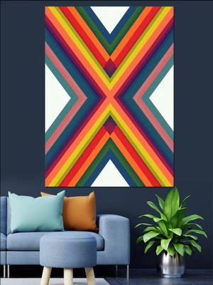 Renkli Çapraz Desen Dekoratif Kanvas - Mdf Ahşap Tablo