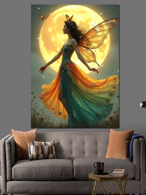 Ayışığında Kanatlı Peri Dekoratif Kanvas - Mdf Ahşap Tablo