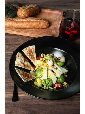 Keramika Mat Siyah Delta Makarna Tabağı 26 Cm