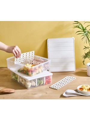 Selka Home 2 Adet 4 Lt. Nora Bölmeli Organizer Buzdolabı Buzluk Düzenleyici Saklama Kabı