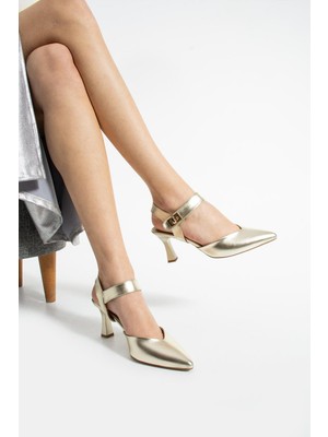 Kadın Altın Metalik Vera Heel Topuklu Sandalet