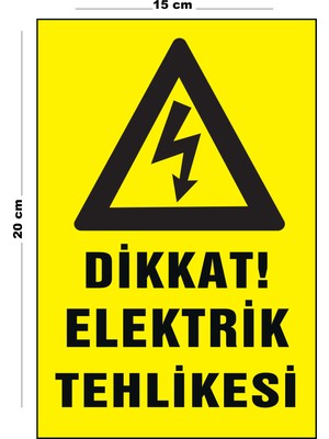 Lucena Metal Dikkat Elektrik Tehlikesi 15 cm x 20 cm Uyarı Levhası Yönlendirme Tabelası