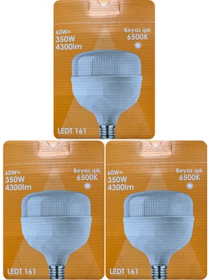 (3 adet) Osaka 60W (350W) Beyaz IŞIK E27 DUYLU (Kalın Duy) LED Torch Ampul