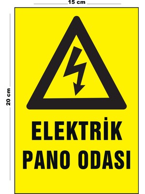 Lucena Metal Elektrik Pano Odası 15 cm x 20 cm Uyarı Levhası Yönlendirme Tabelası