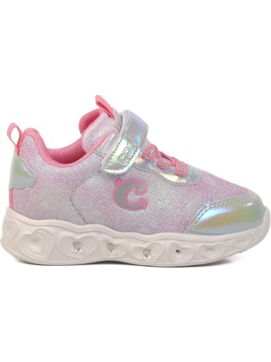 Cool Gümüş Cırtlı Işıklı Kız Çocuk Spor Ayakkabı Yuki B