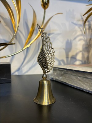 Teknotrust Pirinç Döküm Uzun Melek Kanatlı Metal Çan Mum Söndürücü-Antik (Eskitme Bronz)