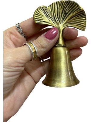 Gingko Yapraklı Metal Çan Mum Söndürücü-Antik (Bronz Eskitme)