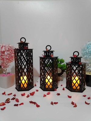 Teknotrust Ahşap Dekoratif 6 Gen Siyah Mumluk