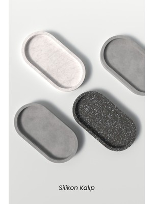 Teknotrust Oval Sunumluk Tepsi Silikon Kalıp K14 - Dekoratif Beton Mumluk Kalıbı K14