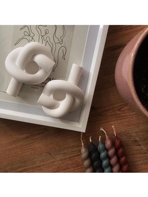 Beyaz Loop Dekor & Mumluk 2’li Set