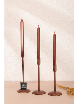 3 Lü Düz Ayak Paslanmaz Eskitme Bakır Rose Şamdan Mumluk Ince Uzun Ayak Ev Dekorasyon
