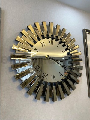 Piyano-Bronz Ayna Duvar SAATİ-65CM