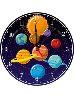 Çocuk Odası Duvar Saati Gezegen Model ve Uzay Temalı Duvar Süsleri