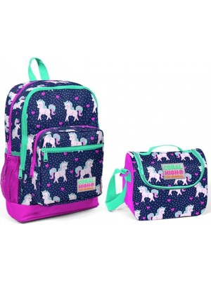 Coral High Kız Çocuk Unicorn Desenli Ilkokul Çanta Seti - USB ve Aux Çıkışlı