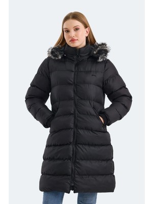 Slazenger Garlic In Kadın Puffer Uzun Şişme Mont Siyah V1