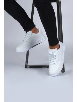 Jump 22233 Unisex Beyaz Sneaker Spor Ayakkabı Düz Kauçuk Taban Günlük Kullanıma Uygun