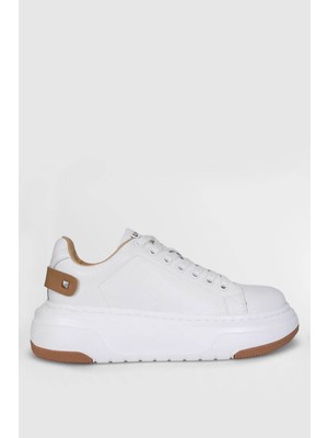 Lufian Adel Beyaz Hakiki Deri Kadın Sneaker Ayakkabı 121230017 V3
